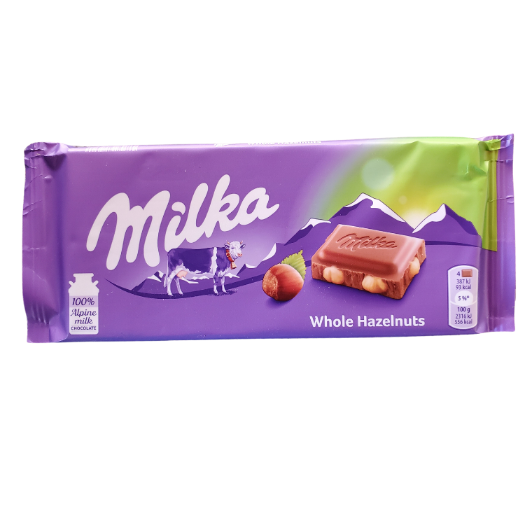 Milka Whole Hazelnuts Chocolate | 100 g | Box 17